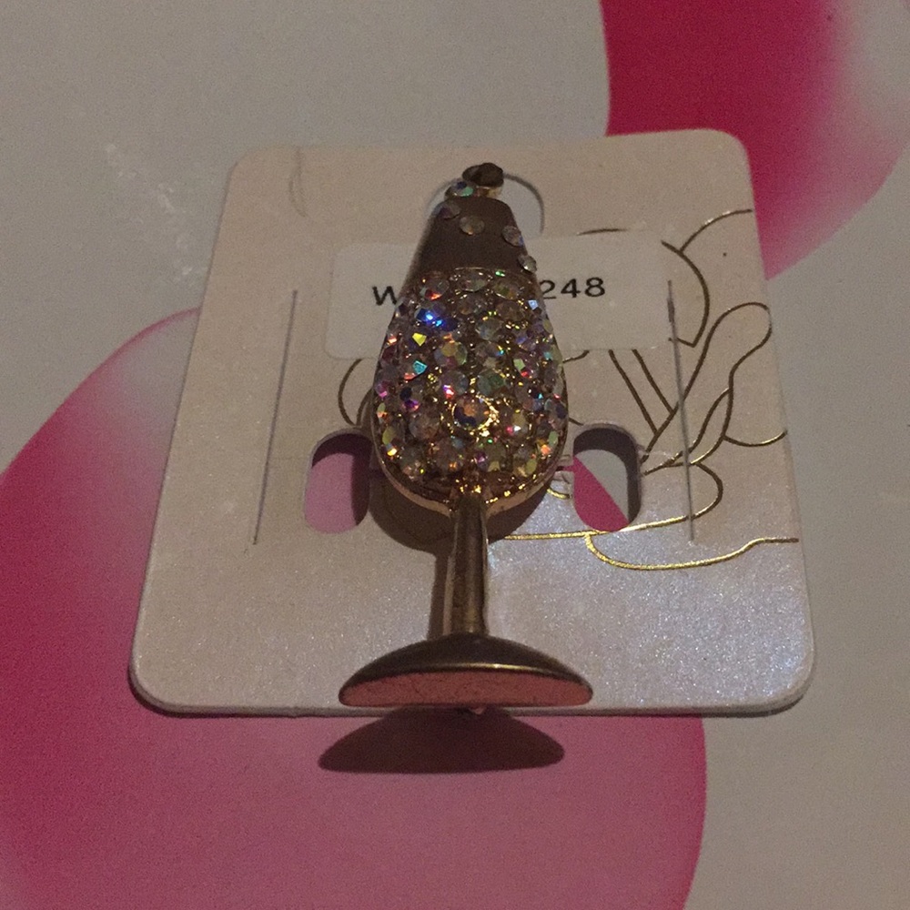Multicolored Cristal Brooch W/Rhinestones Martini